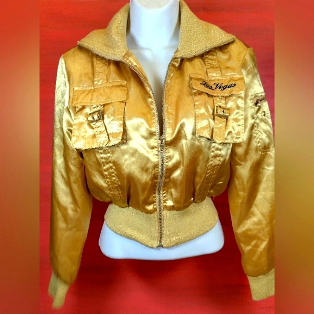 Gold Las Vegas puffer coat jacket Palomares Fashion of Galif sz small